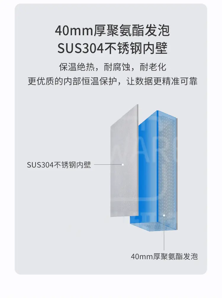 新威-迷你恒温试验箱采用40mm聚氨酯发泡和不锈钢内壁，保温绝热